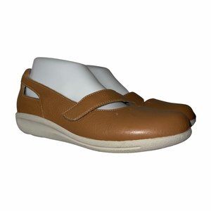 Sanita Florida Tan Leather Mary Jane Flats 39 8